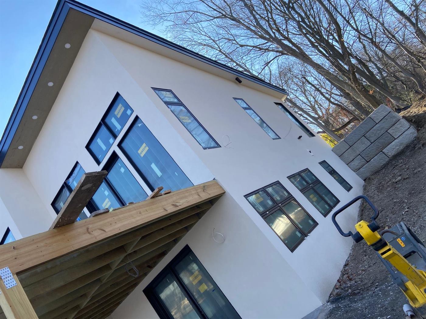 Stucco on a modern house