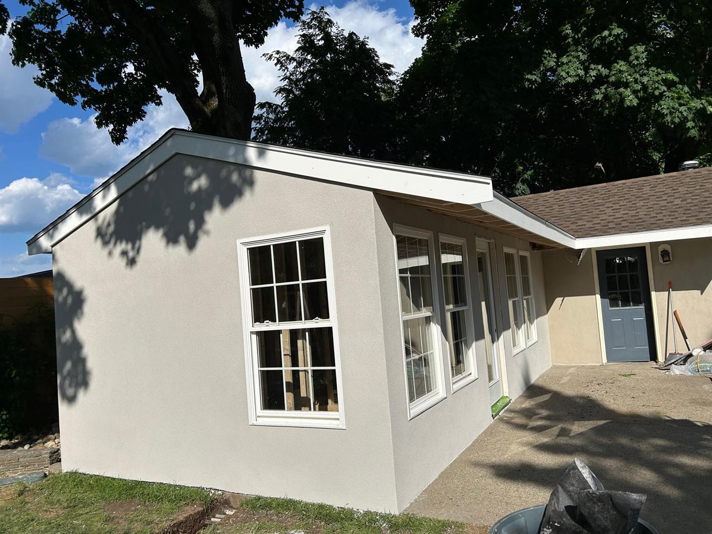 Finished stucco exterior