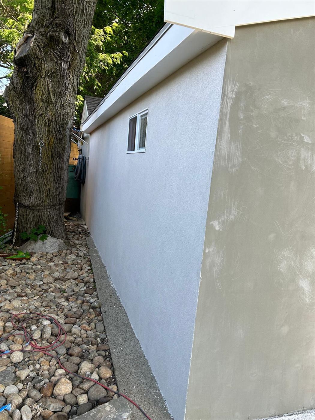 Base coat and finish texture side by side